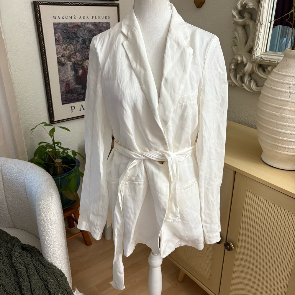 FORTE FORTE Belted Blazer Jacket Linen Blend Size 6